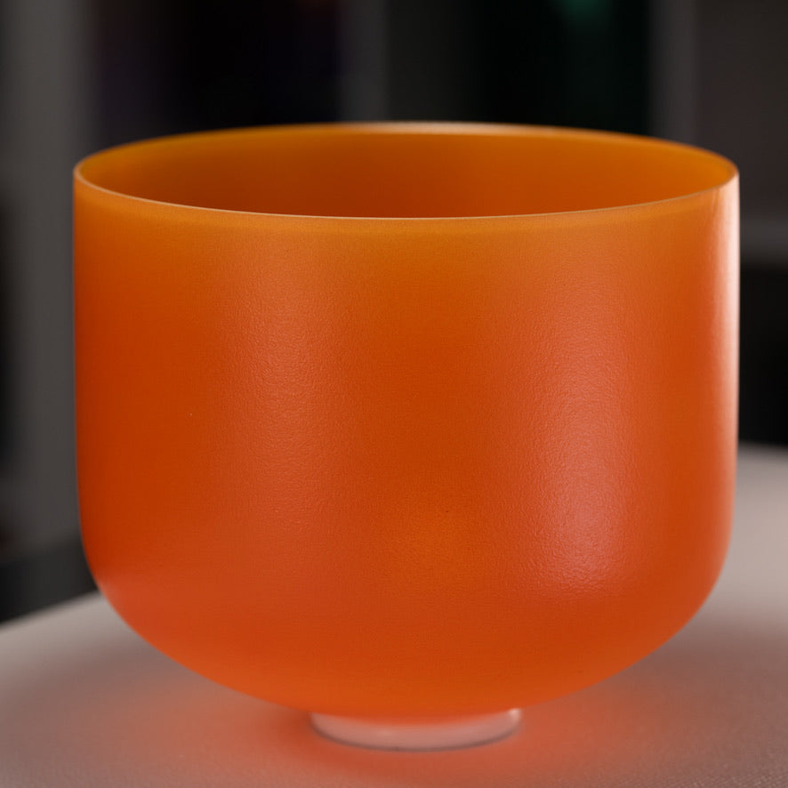 13" F#-22 Setting Sun Frosted Crystal Singing Bowl, Gold inside