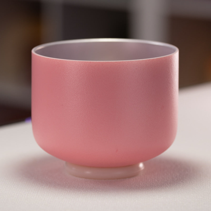 8" G+2 Rosebud Frosted Crystal Singing Bowl with Silver inside