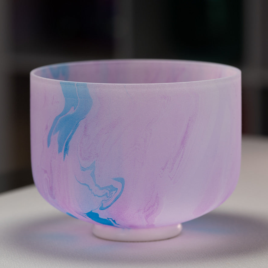 10" C#-24 Light Purple Swirl Frosted Crystal Singing Bowl