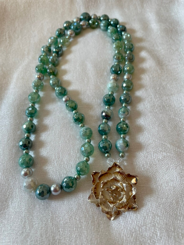 Faceted Green Agate Mala