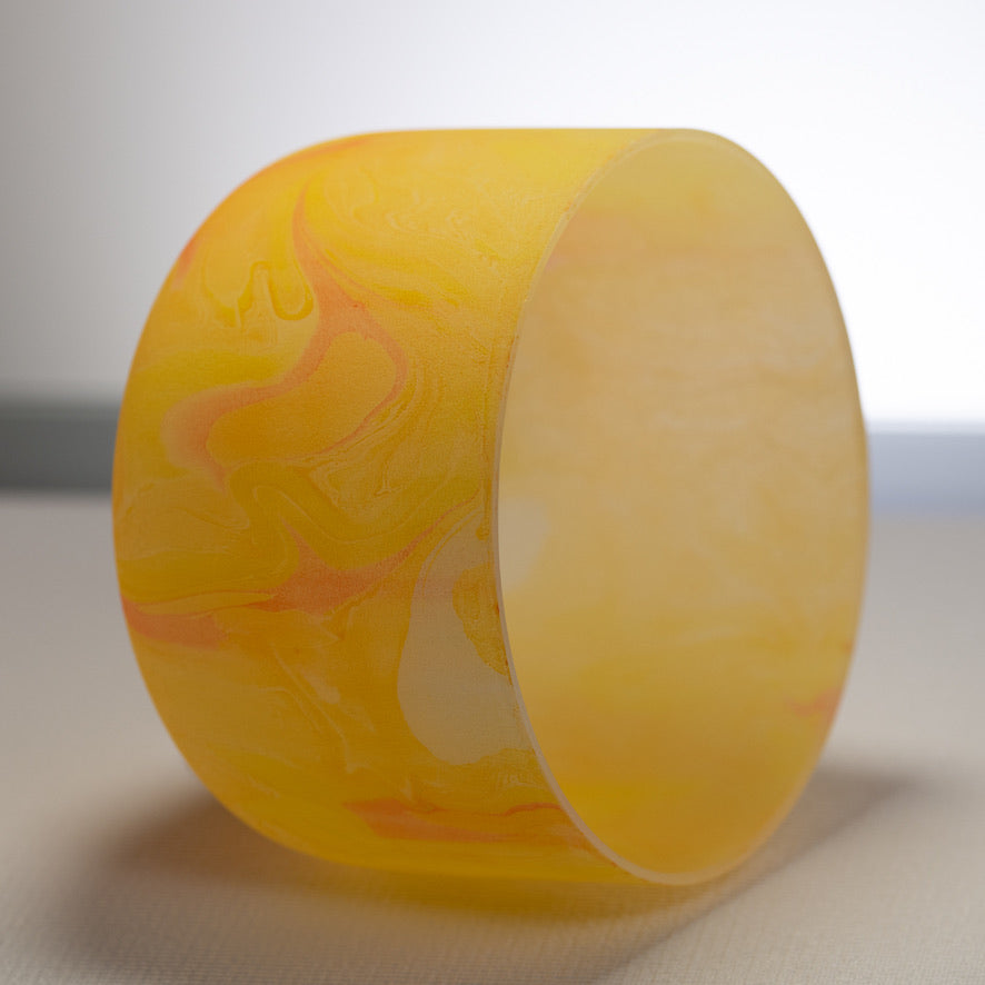 9.25" E-24 Yellow Swirl Frosted Crystal Singing Bowl