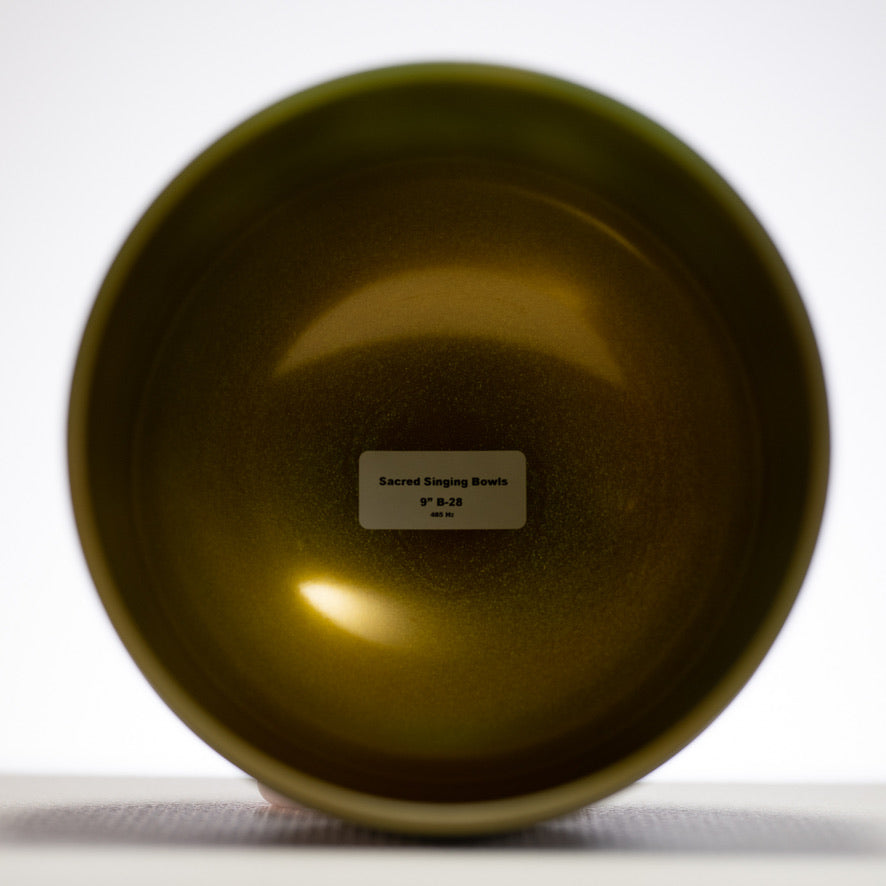 9" B-28 Emerald Heart Frosted Crystal Singing Bowl