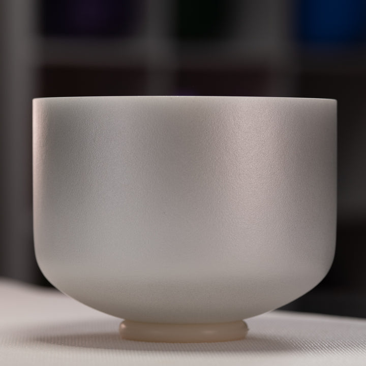 10" C#+4 Frosted Silver Star Crystal Singing Bowl, Silver inside from Sacred Singing Bowls™