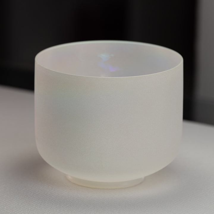 7.75" G-8 White Frosted Singing Bowl with Angel Aura inside