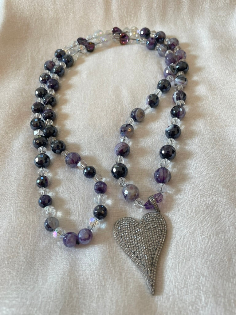 Faceted Purple Agate Mala