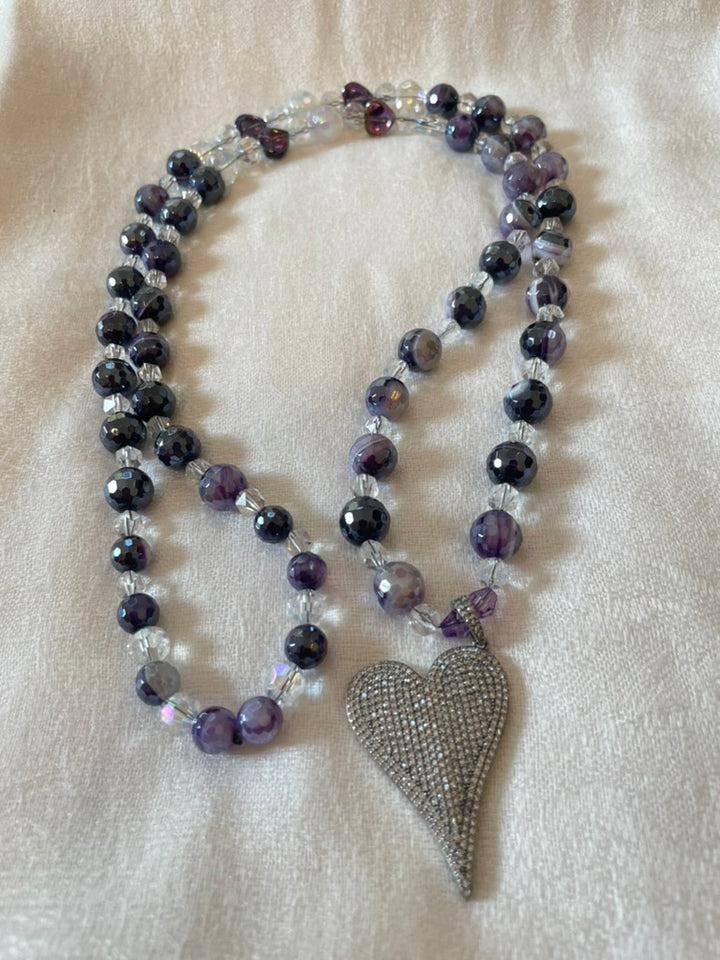 Faceted Purple Agate Mala