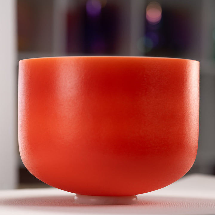 Orange crystal singing bowl for sound healing