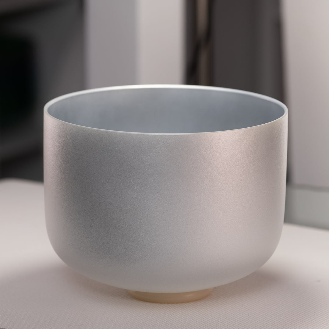 12" A+2 Frosted Silver Star Crystal Singing Bowl, Perfect pitch from Sacred Singing Bowls™
