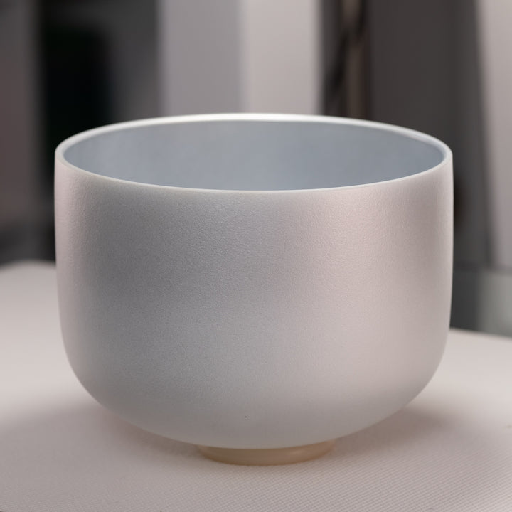 12" E-28 Frosted Silver Star Crystal Singing Bowl, Silver inside from Sacred Singing Bowls™