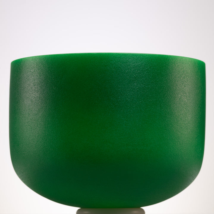 12" F+1 Emerald Heart Frosted Crystal Singing Bowl, Silver inside from Sacred Singing Bowls™