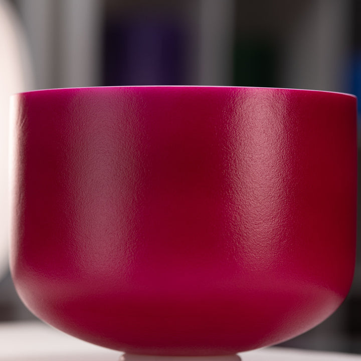 Pink crystal singing bowl for sound healing
