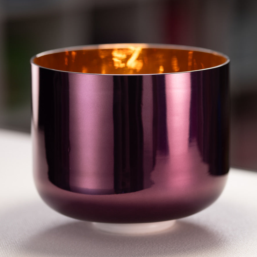 10" A#-15 Divine Violet Flame Crystal Singing Bowl, 24k Gold inside