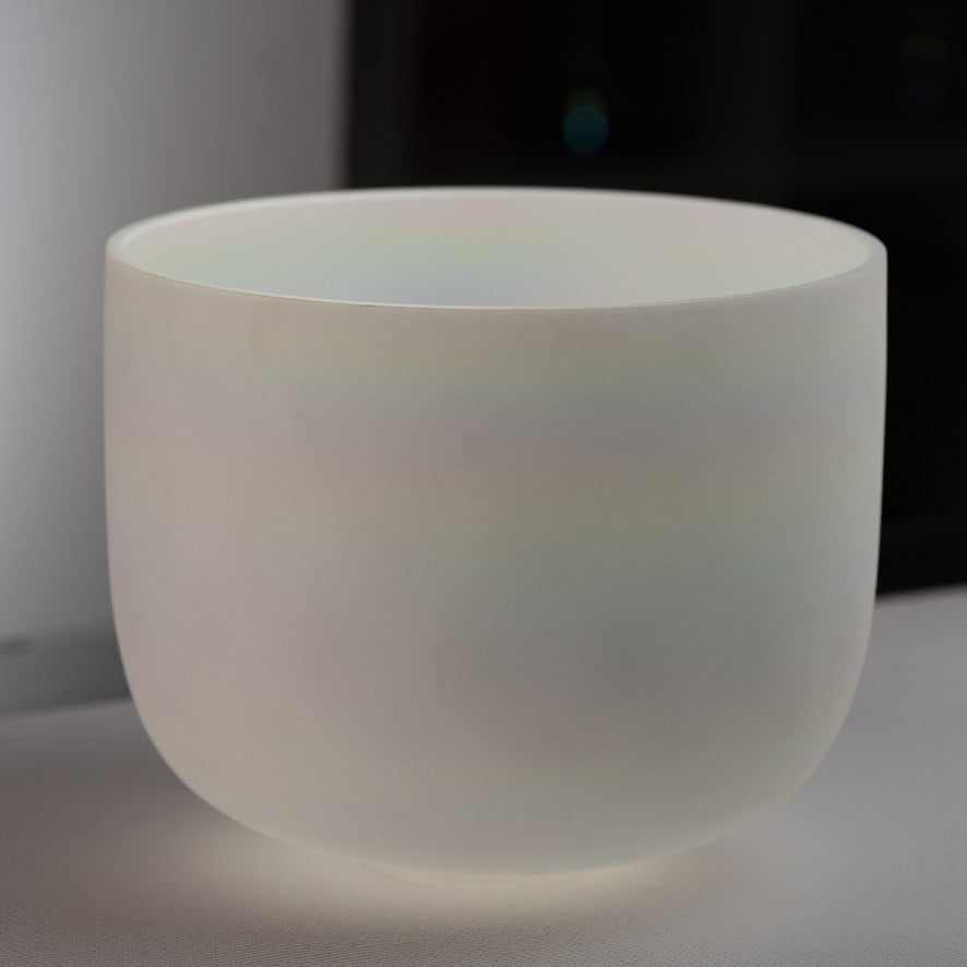 13.5" C+0 White Frosted Bowl with Angel Aura inside