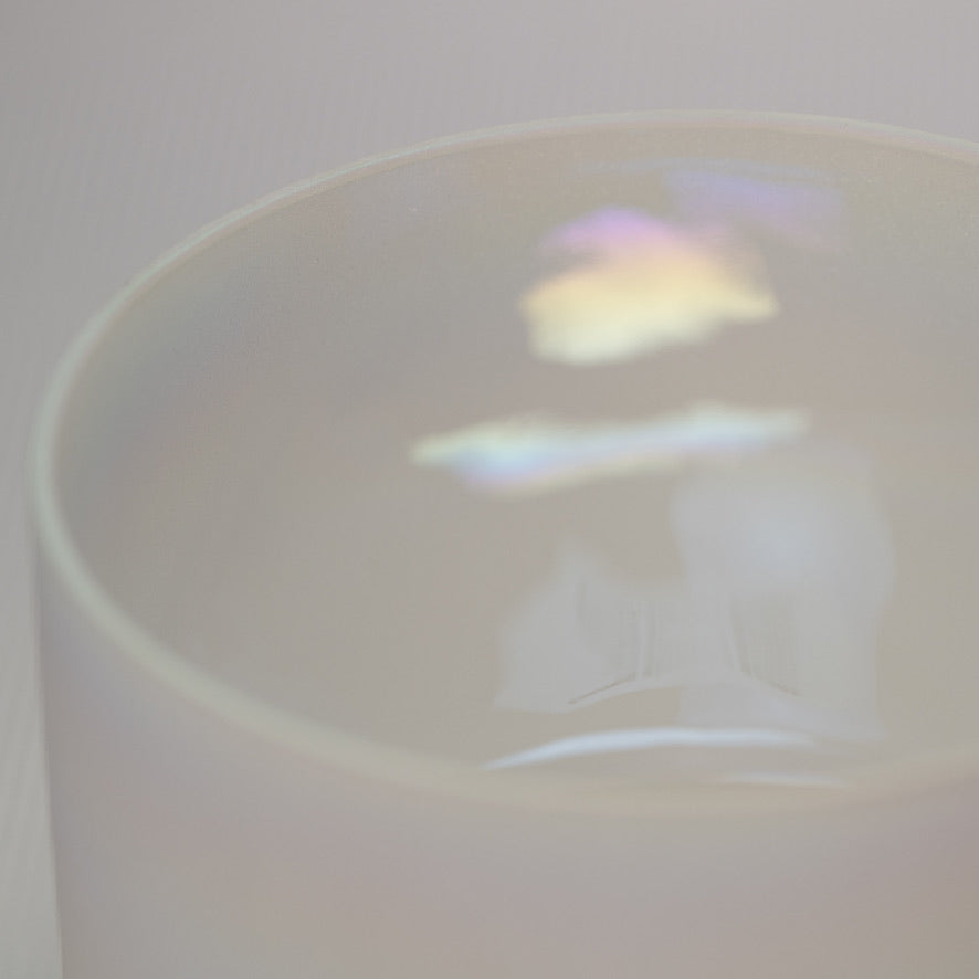 7.75" G-8 White Frosted Singing Bowl with Angel Aura inside