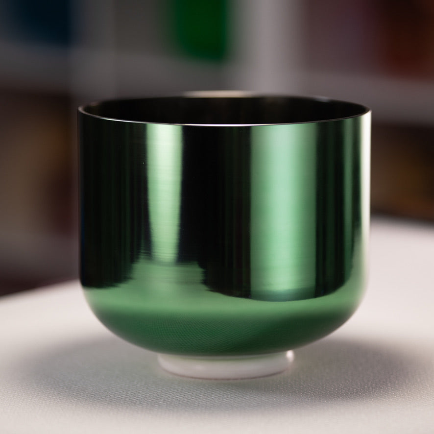 9" C+9 Emerald Heart Crystal Singing Bowl, Perfect Pitch