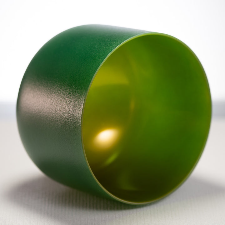 9" E-28 Emerald Heart Frosted Crystal Singing Bowl