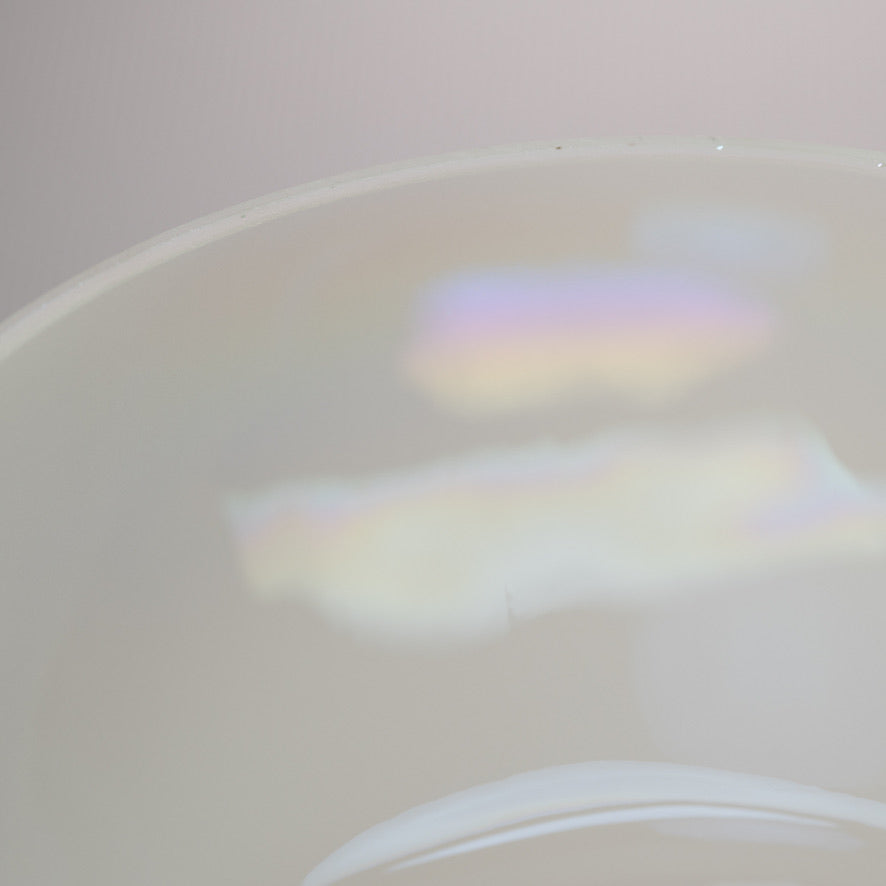 11.75" D+7 White Frosted Singing Bowl with Angel Aura inside