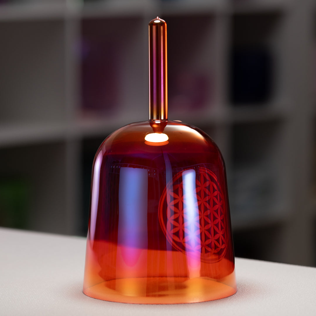 8" C#+3 Topaz Transformation Crystal Singing Bowl with Flower of Life