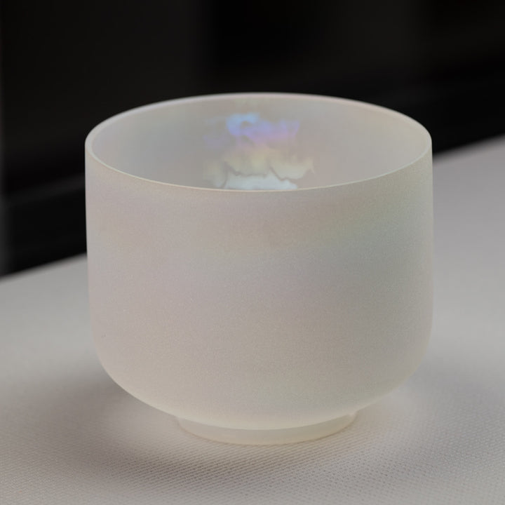 7.75" G-8 White Frosted Singing Bowl with Angel Aura inside