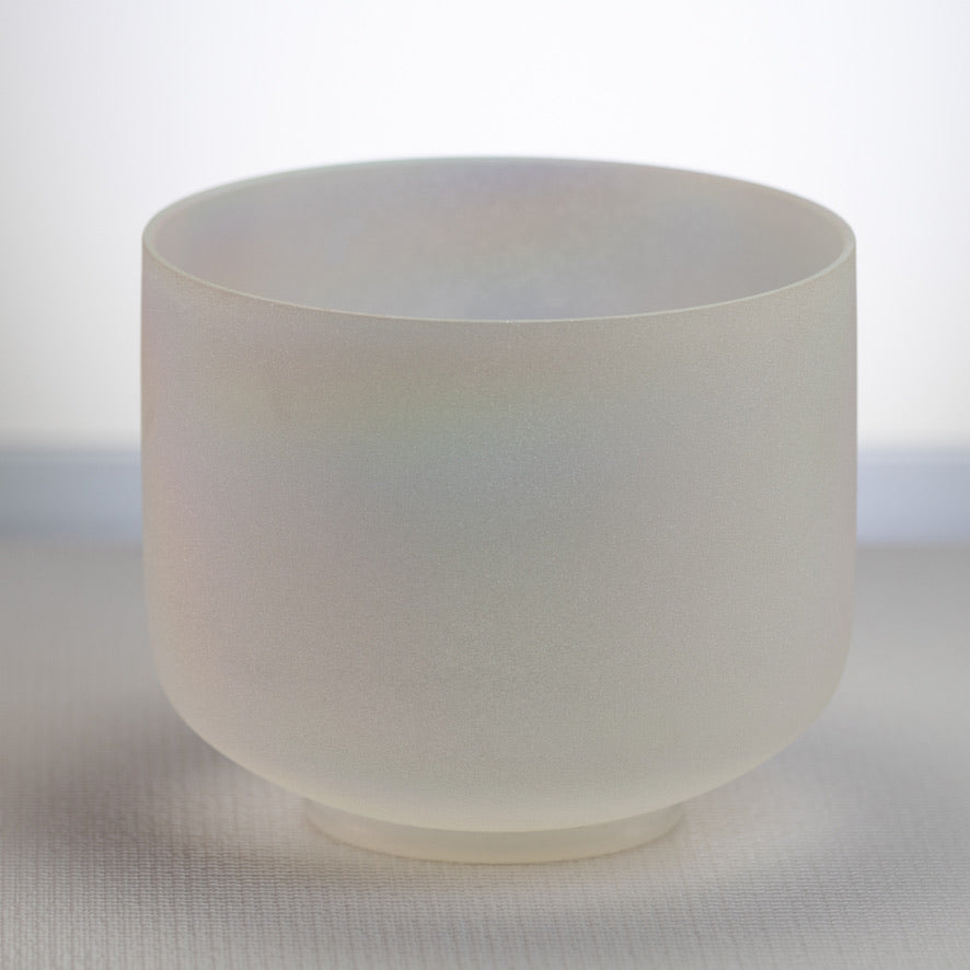 7.75" G-8 White Frosted Singing Bowl with Angel Aura inside