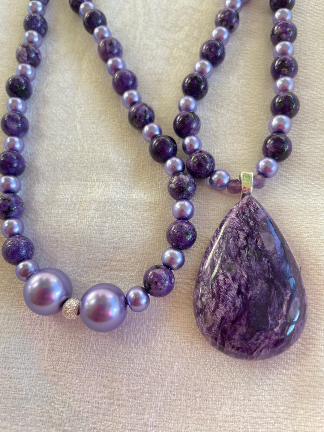 Charoite Mala with Charoite Pendant