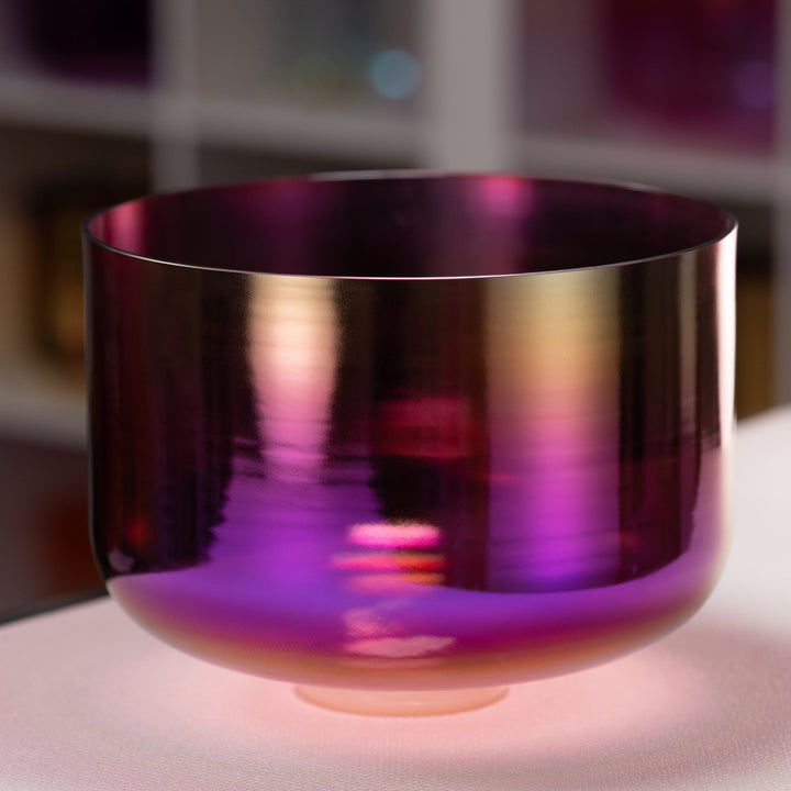 13" D-8 Healing Violet Flame Crystal Singing Bowl, Perfect Pitch
