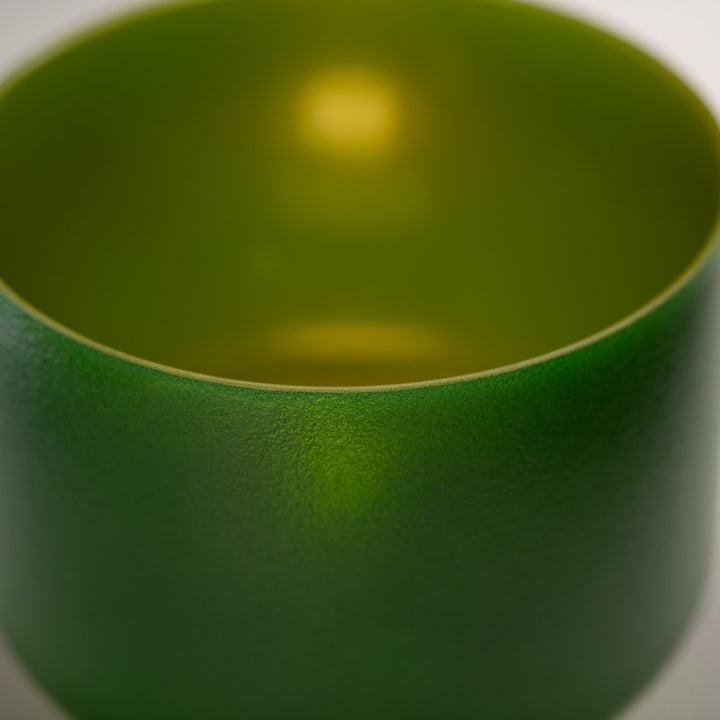 9" E-28 Emerald Heart Frosted Crystal Singing Bowl