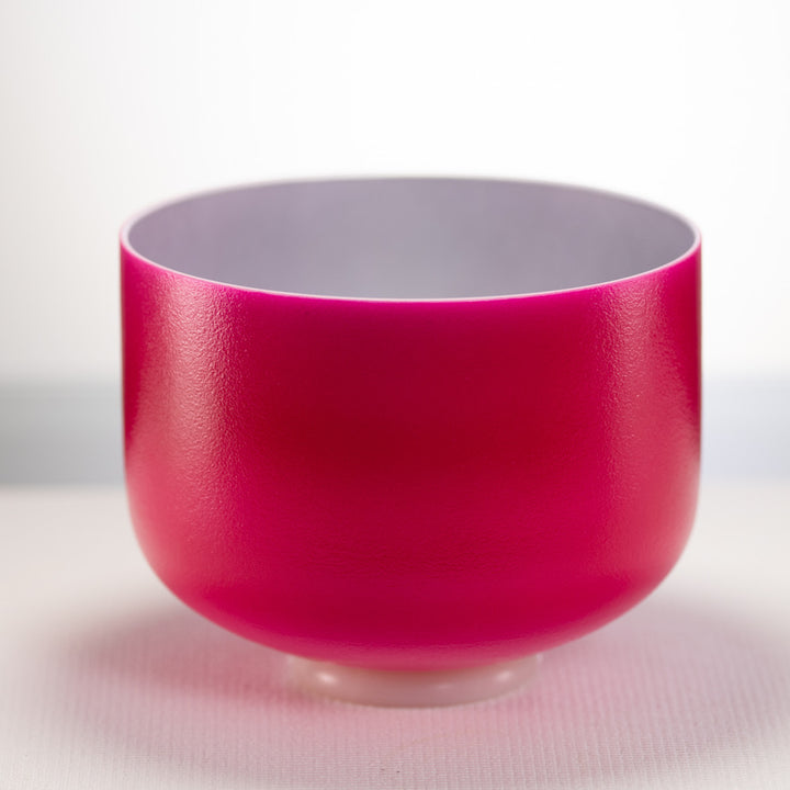 10" D+4 Dreamy Peony Frosted Crystal Singing Bowl, Silver inside