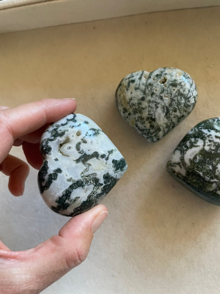 Moss Agate Hearts