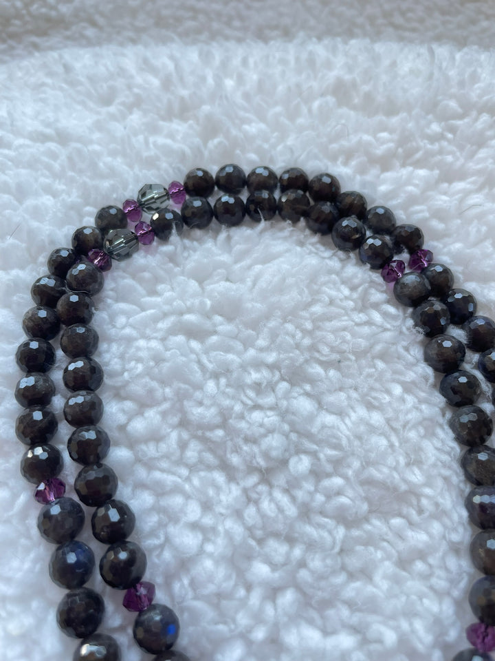 Faceted Black Labradorite Mala