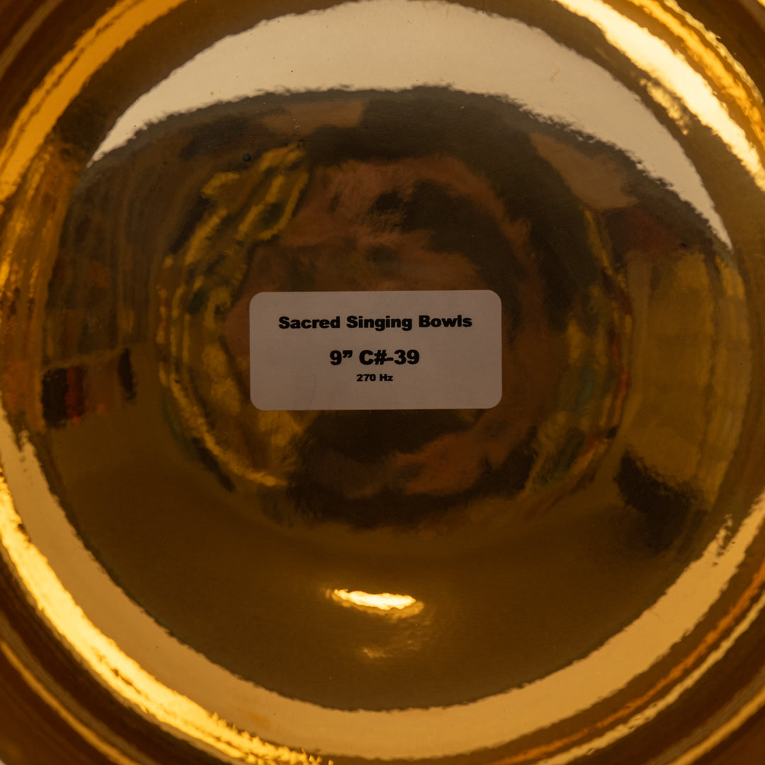 9" C#-39 Celestial Melody Crystal Singing Bowl, 24k Gold inside