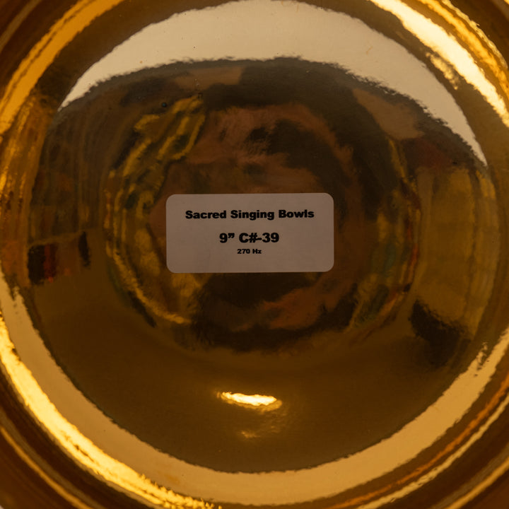 9" C#-39 Celestial Melody Crystal Singing Bowl, 24k Gold inside