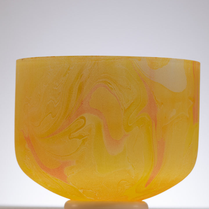 9.25" E-24 Yellow Swirl Frosted Crystal Singing Bowl