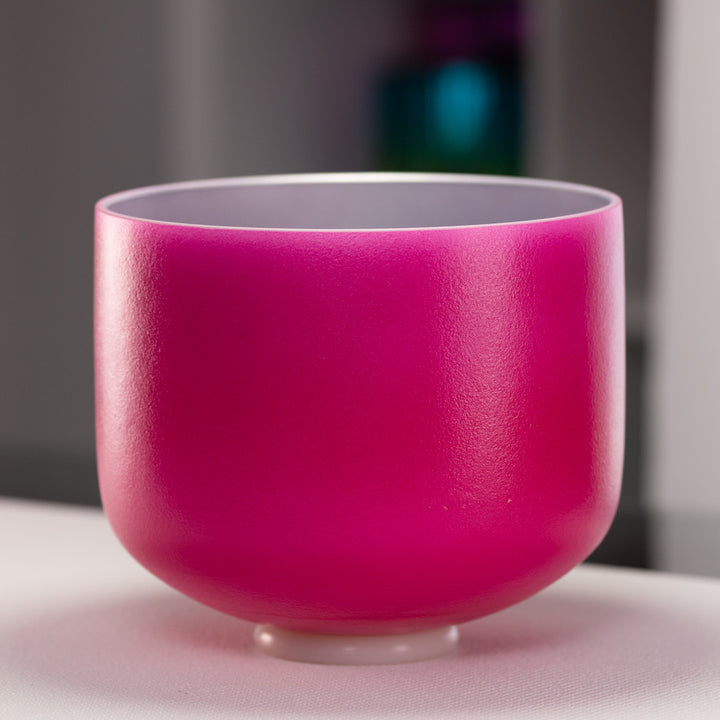 11" F+5 Dreamy Peony Frosted Crystal Singing Bowl, Silver inside