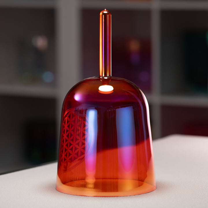 8" C#+3 Topaz Transformation Crystal Singing Bowl with Flower of Life