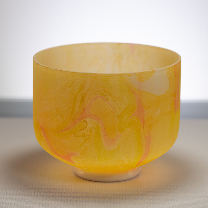 9.25" E-24 Yellow Swirl Frosted Crystal Singing Bowl