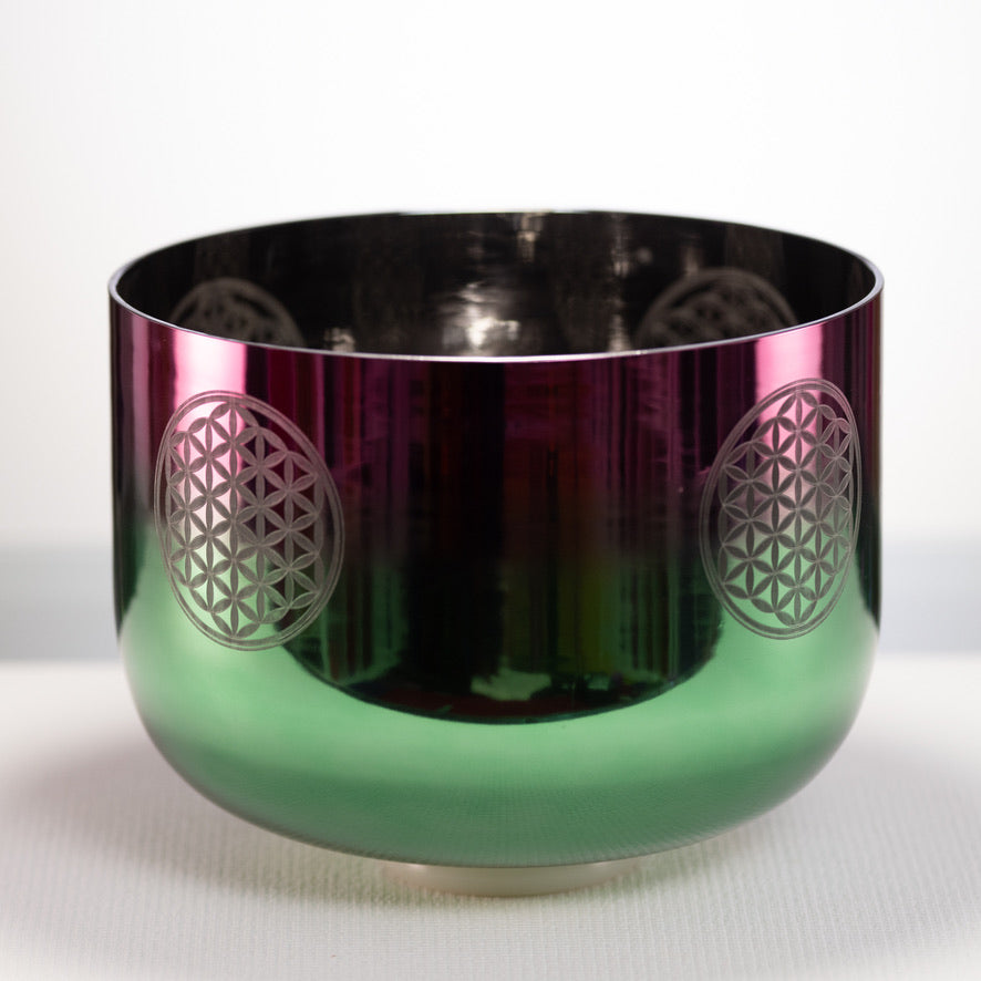 12" E-28 Divine Heart Crystal Singing Bowl with Flower of Life