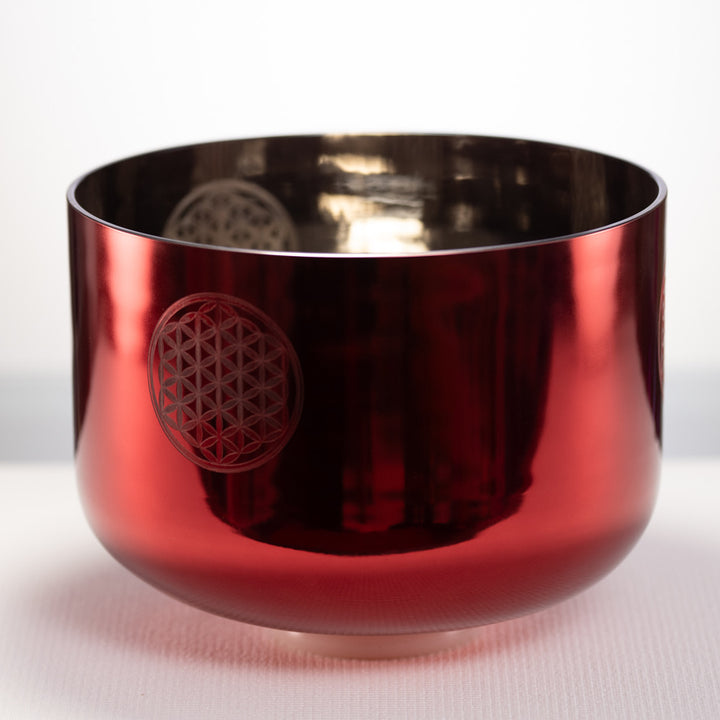 12" F+41 Ruby Ray Crystal Singing Bowl with Flower of Life