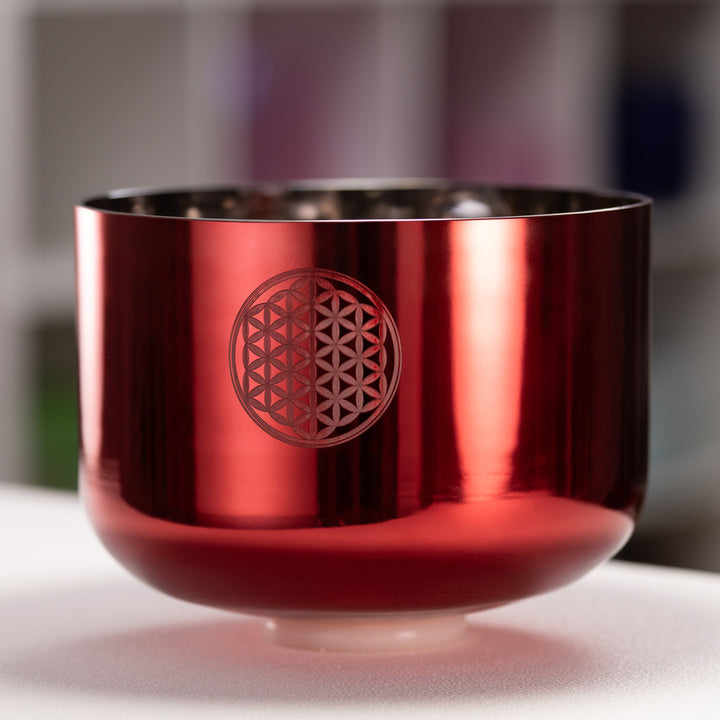 12" F+41 Ruby Ray Crystal Singing Bowl with Flower of Life