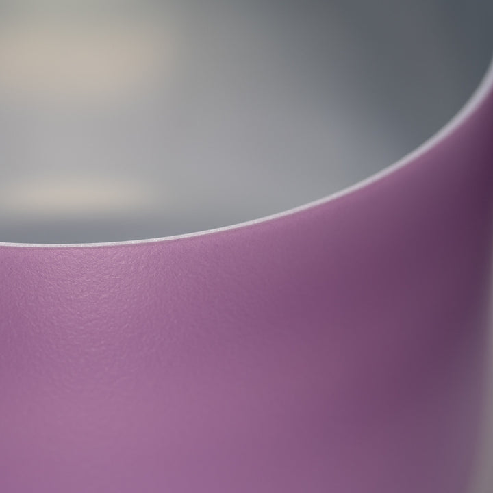 13" F+5 Lilac Blossom Frosted Crystal Singing Bowl, Silver inside