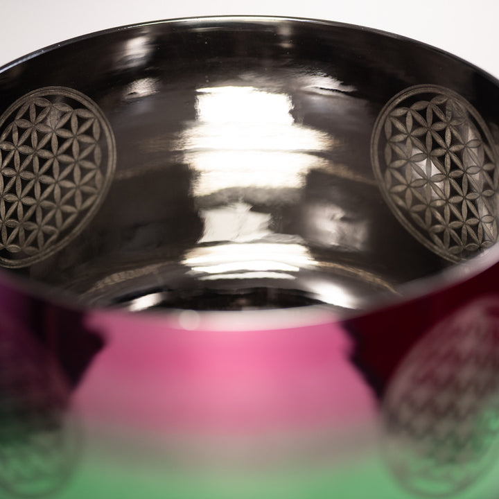 12" E-28 Divine Heart Crystal Singing Bowl with Flower of Life
