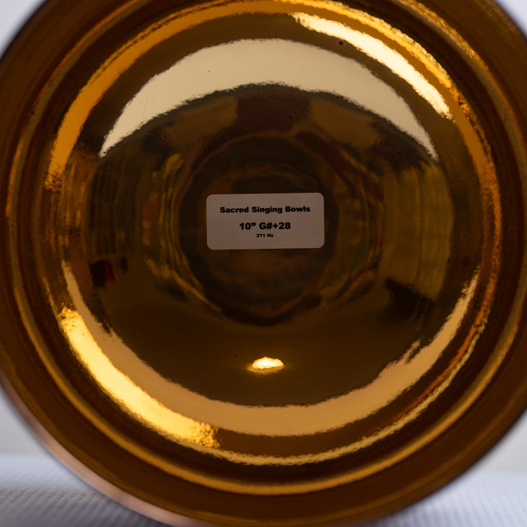 10" G#+28 Divine Violet Flame Crystal Singing Bowl, 24k Gold inside