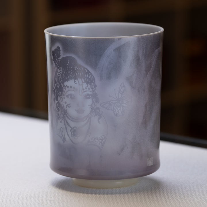 8" D#+45 Sugilite etched with Baby Krishna, Crystal Tones™