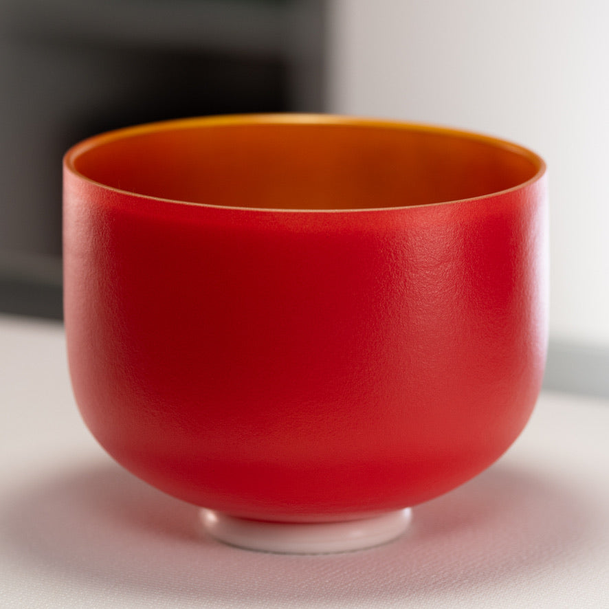 9.75" F#-22 Sedona Sunrise Frosted Crystal Singing Bowl