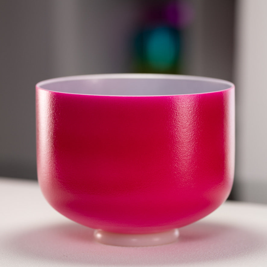 10" D+4 Dreamy Peony Frosted Crystal Singing Bowl, Silver inside