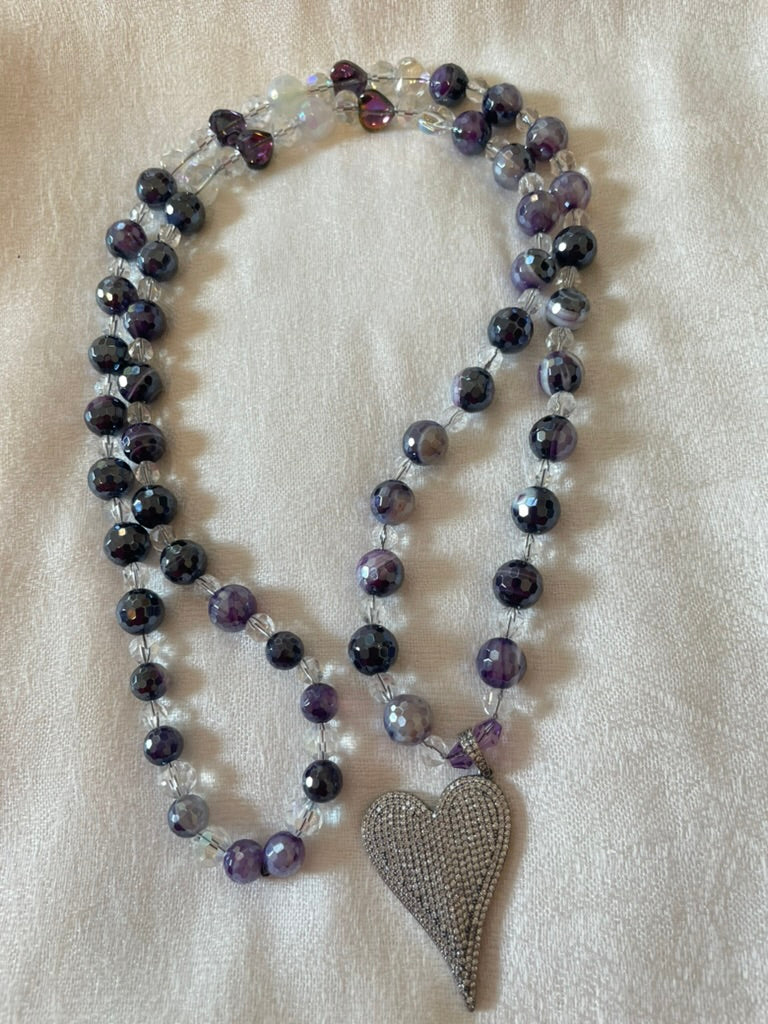 Faceted Purple Agate Mala