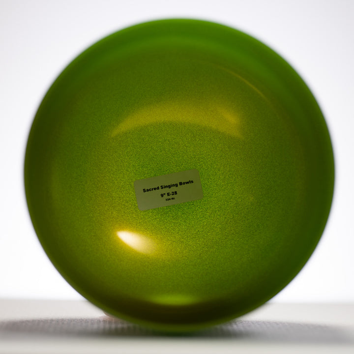 9" E-28 Emerald Heart Frosted Crystal Singing Bowl