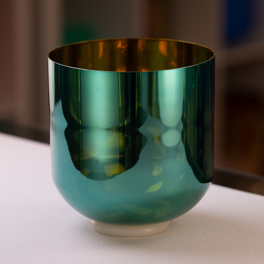 9.25” D#-29 Earth Magic Crystal Singing Bowl, Gold inside