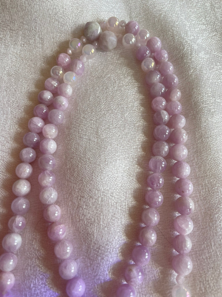 Kunzite Mala with Kunzite Pendant