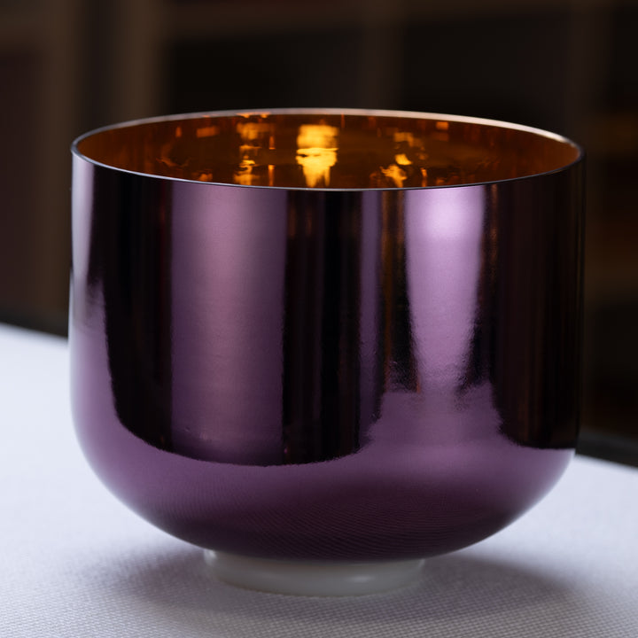 10" G#+28 Divine Violet Flame Crystal Singing Bowl, 24k Gold inside